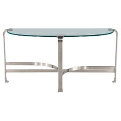 Art Deco Inspired Demi Lune Glass and Metal Console Table
