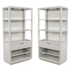 Pair of Modern Gray Bookcase Cabinets