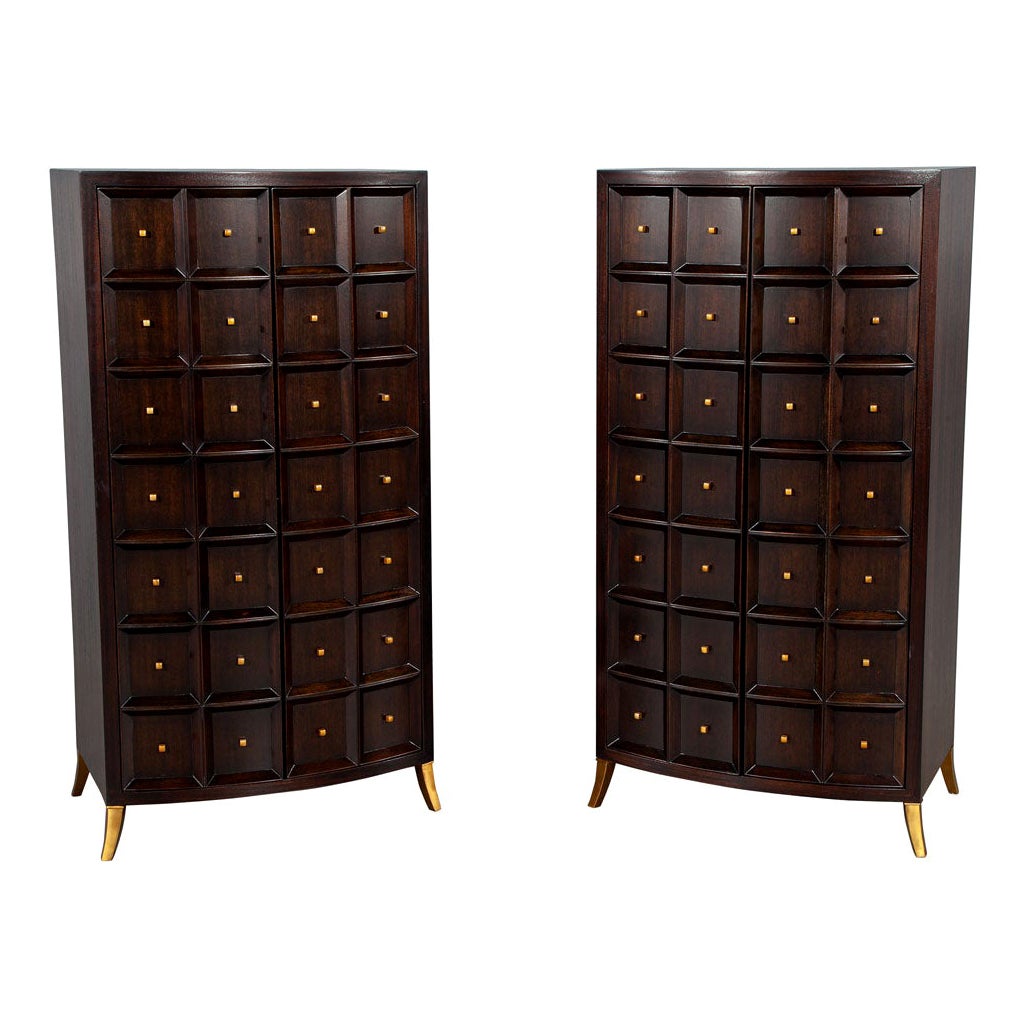 Pair of Baker Bevel Bar Cabinets by Thomas Pheasant For Sale