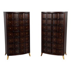 Pair of Baker Bevel Bar Cabinets by Thomas Pheasant