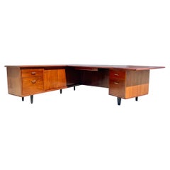 Mid Century Walnut L-Shape Desk by Monteverdi-Young