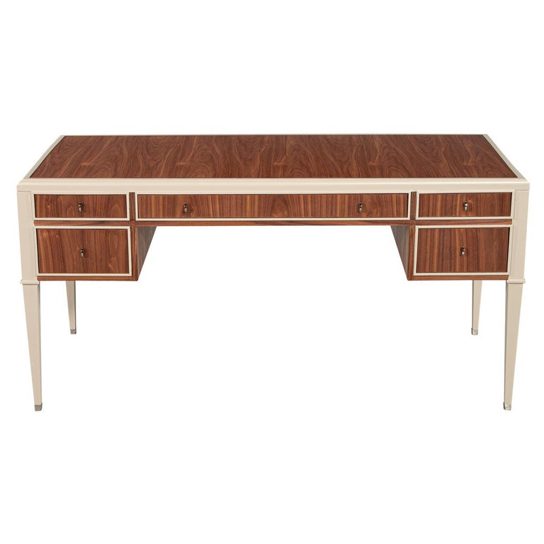 MidCentury Modern Inspired 2Tone Walnut Writing Desk For Sale at 1stDibs