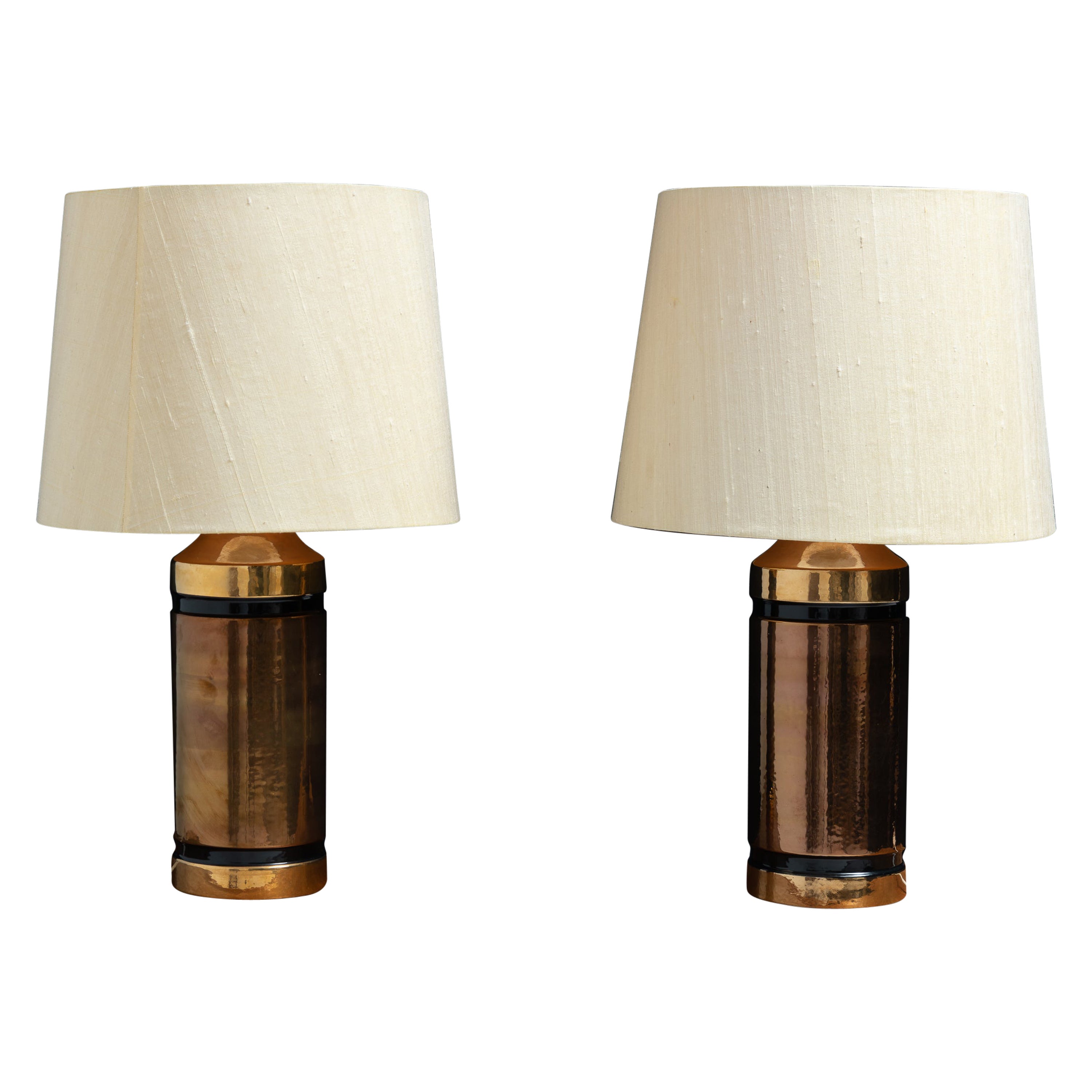 Pair of Ceramic Bitossi for Bergboms Table Lamps