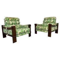 Scarce Pair Of Adrian Pearsall Japanese Inspired Solid Walnut Club Lounge Chairs