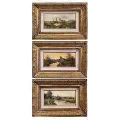 Set of 3 Framed Oil on Board Paintings Signed Leon Dupuy for E. Galien-Laloue
