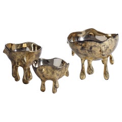 Set of 3 Wabi Bowls in Polished Gold Cast Bronze from Elan Atelier