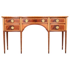 Vintage Councill Craftsmen Hepplewhite Inlaid Mahogany Serpentine Sideboard Credenza