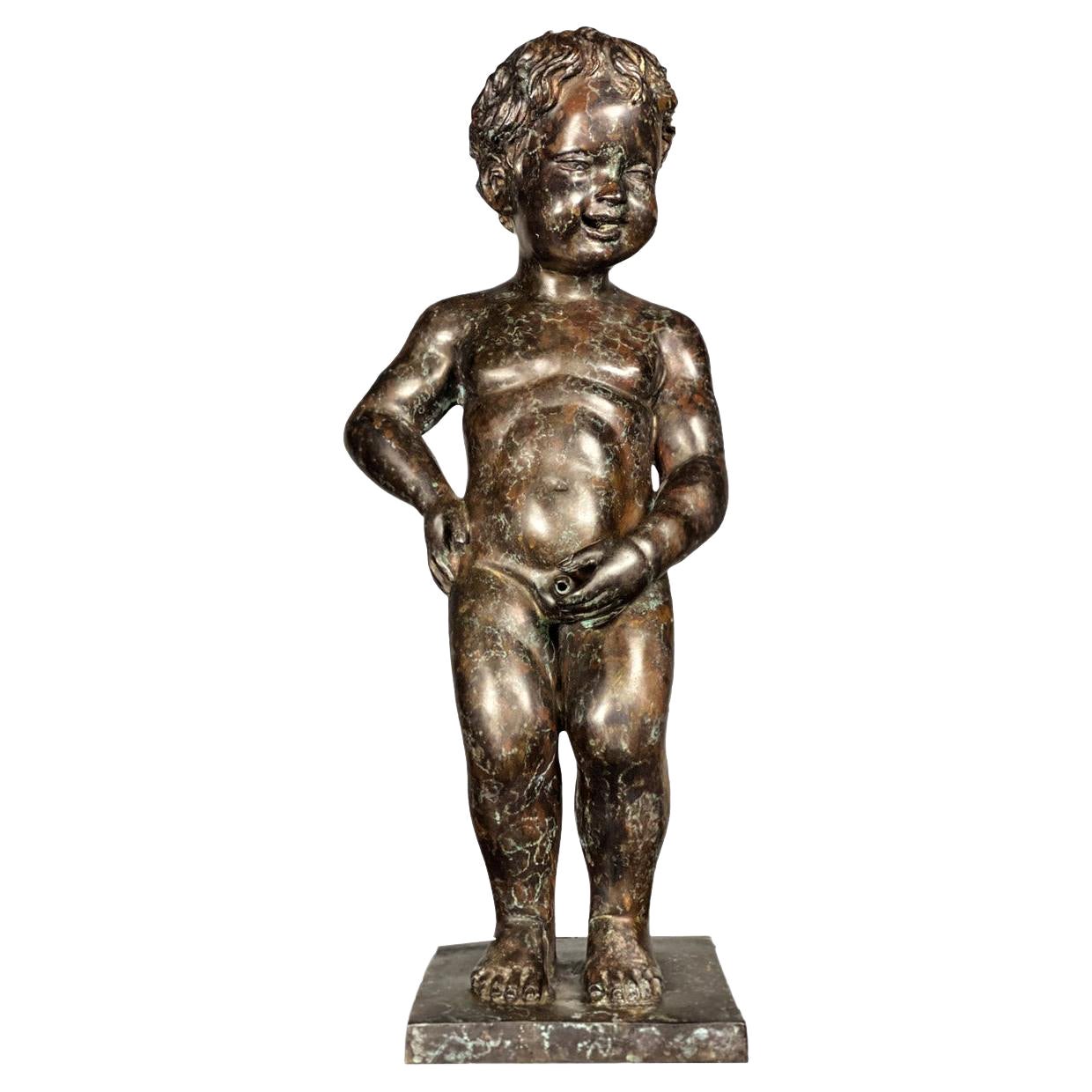 Boy Peeing Small Bronze Statue For Sale
