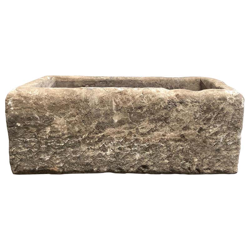 Antique French Limestone Trough Fountain Base Garden Planter at 1stDibs