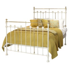 Brass and Iron Antique Bed in Cream, MK263