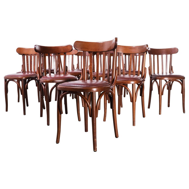 1970's Bentwood Upholstered Dining Chairs, Set of Twelve For Sale at