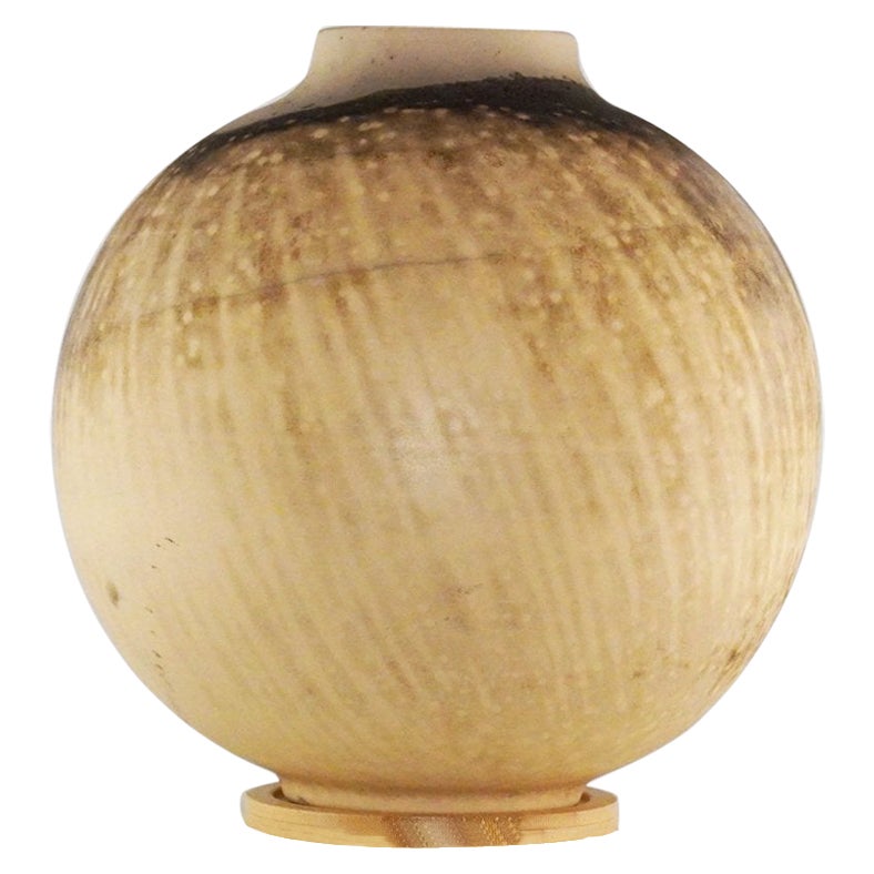 Raaquu Raku Fired Large Globe Vase S/N0000392 Centerpiece Art Series