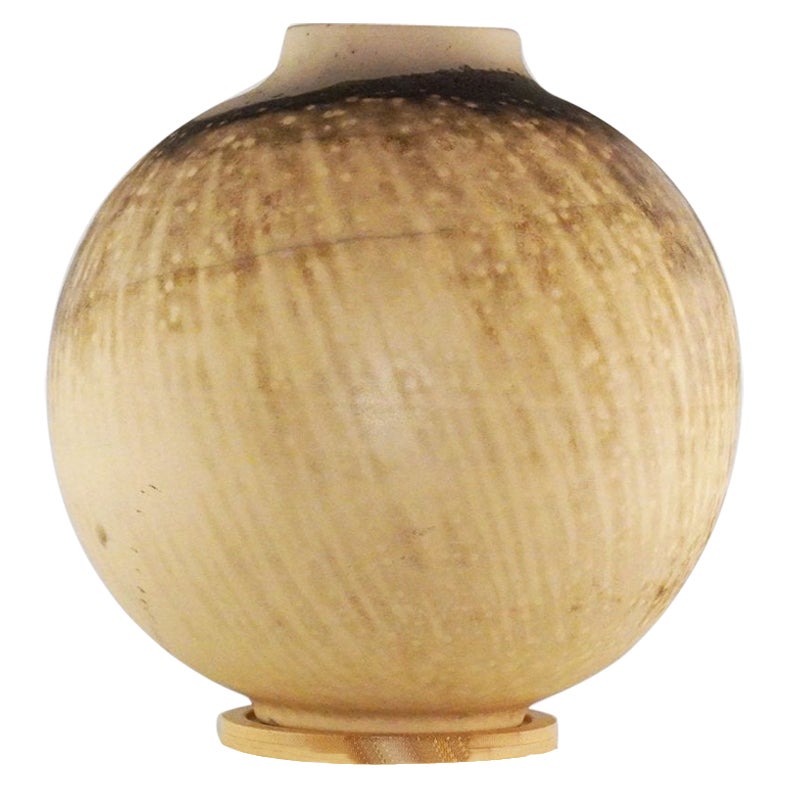 Raaquu Raku Fired Large Globe Vase S/N0000392 Centerpiece Art Series, Malaysia