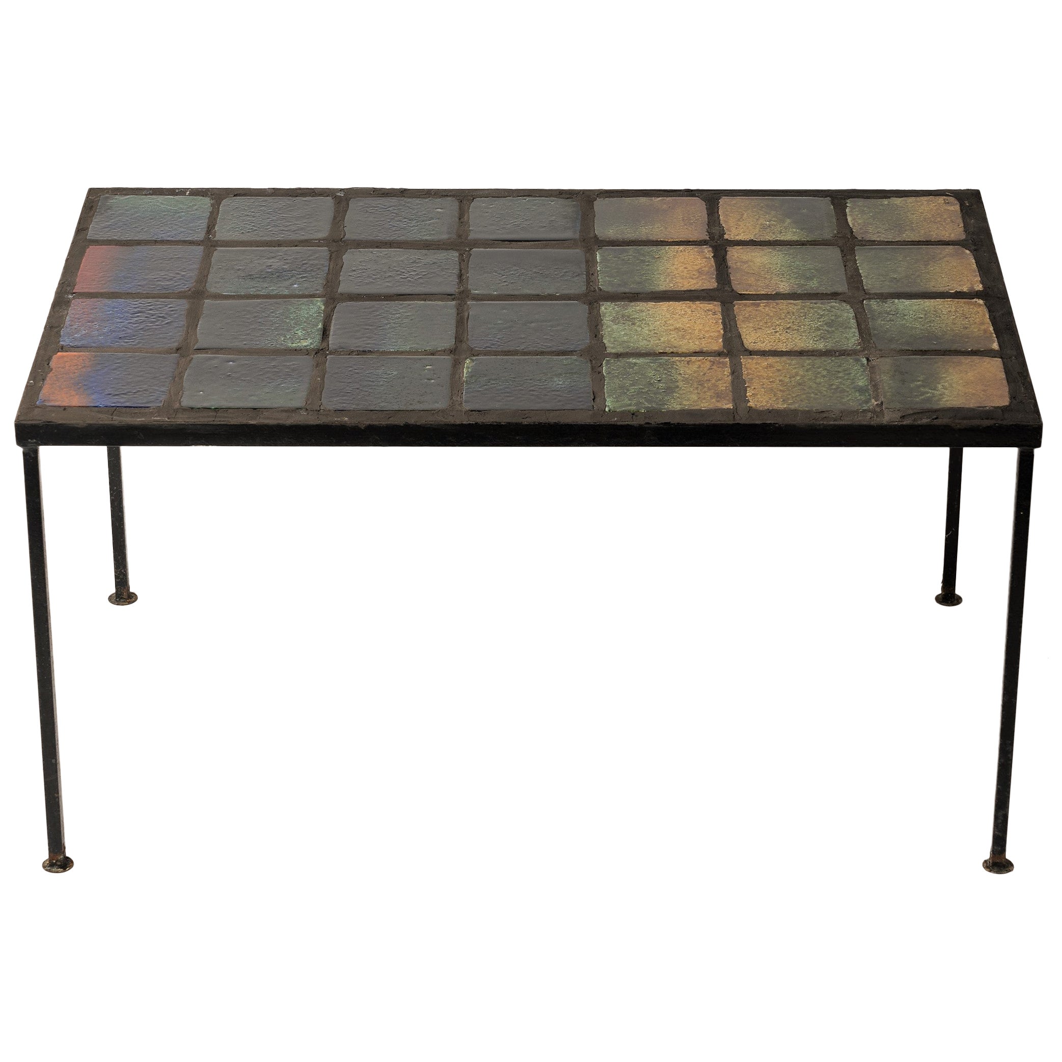 Polychromy Ceramic Tiles Coffee Table in the Style of Cloutier, France, 1960's For Sale