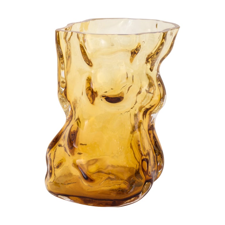 Contemporary Glass Vase Mini Mountain by FOS, Yellow For Sale at 1stDibs