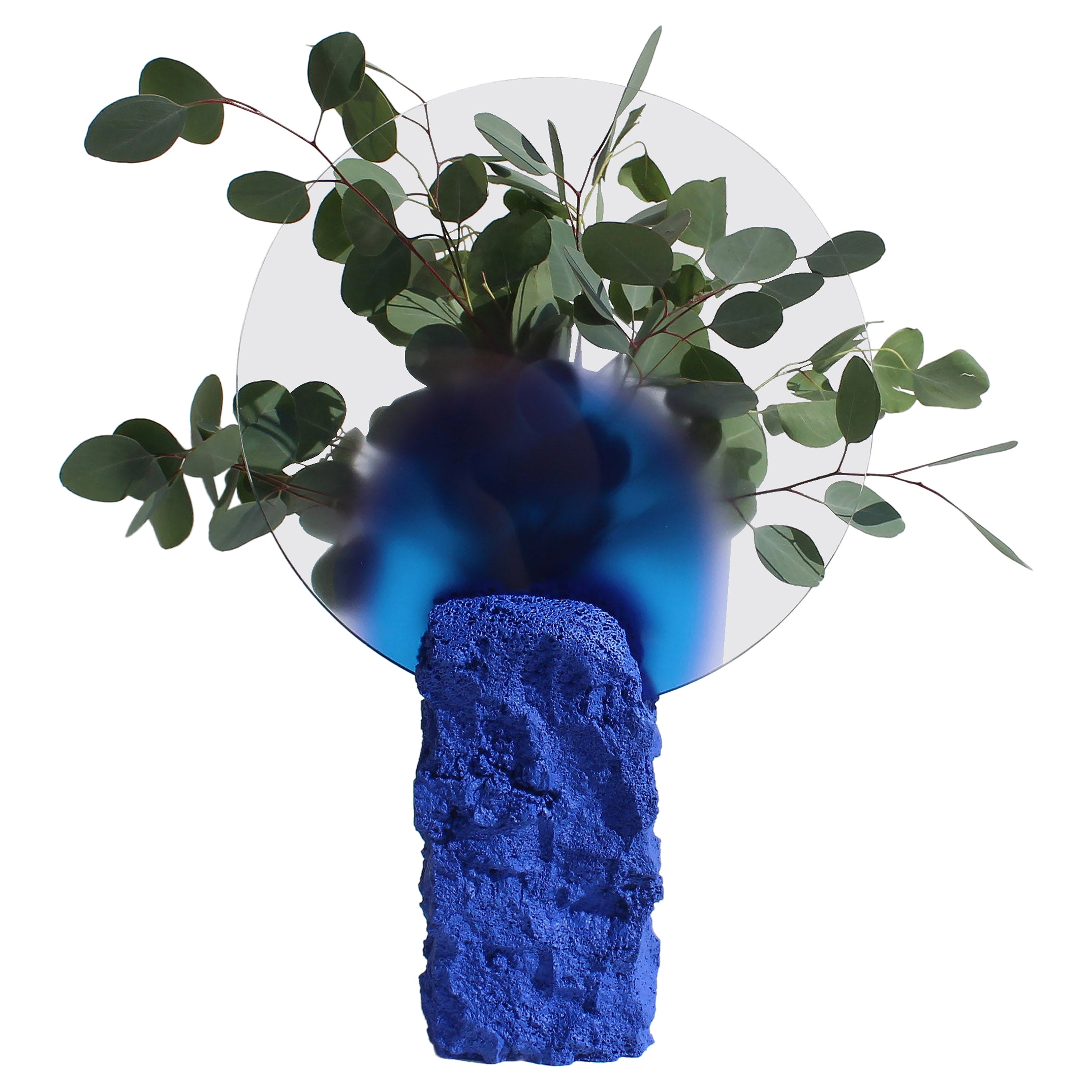 Contemporary Lagoon Vase in Volcanic Rock and Glass