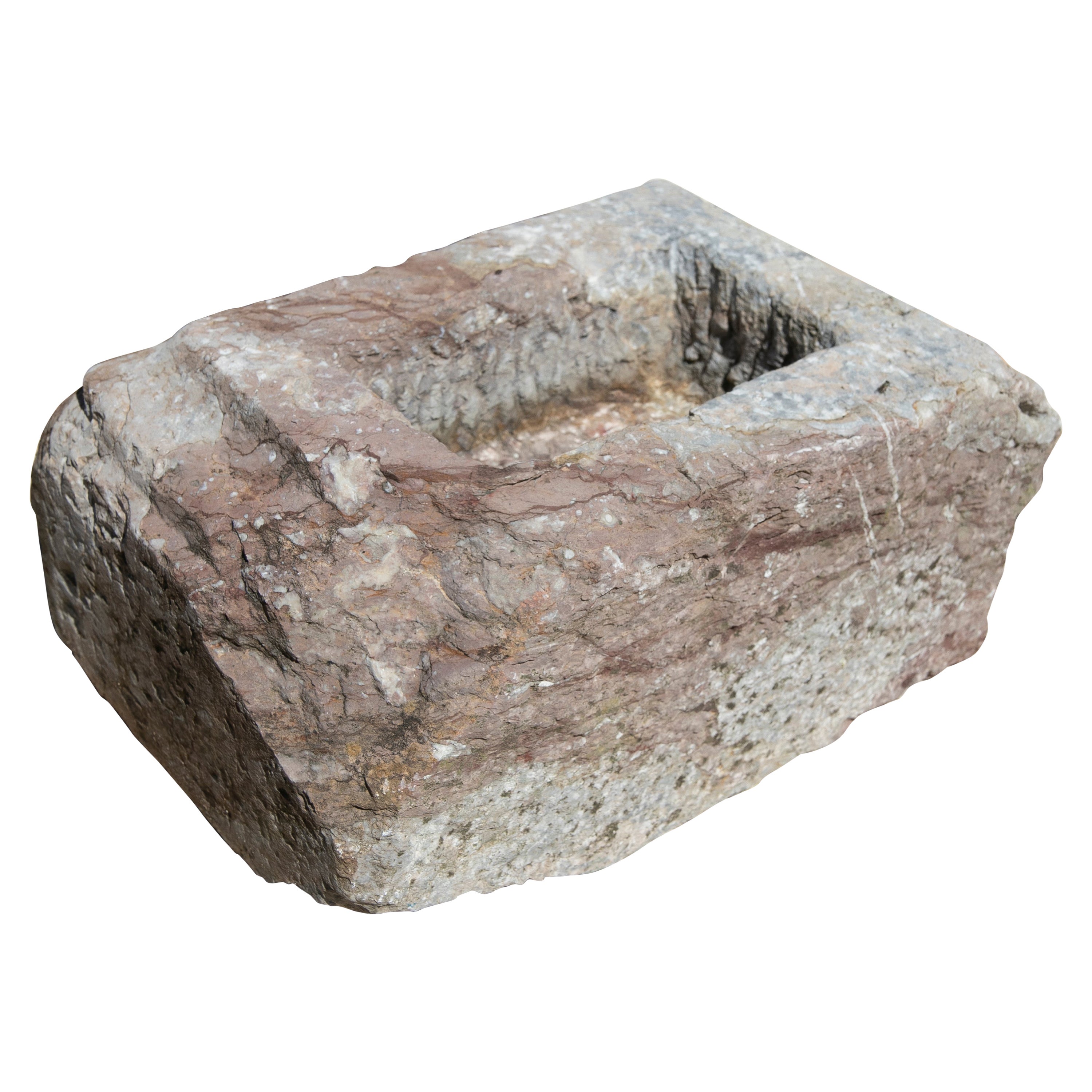 Spanish Hand Carved Stone Pile For Sale