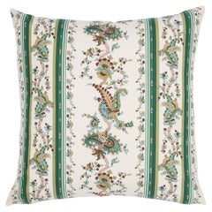 Custom Schumacher Elena Paisley Stripe 18" Pillow in Green