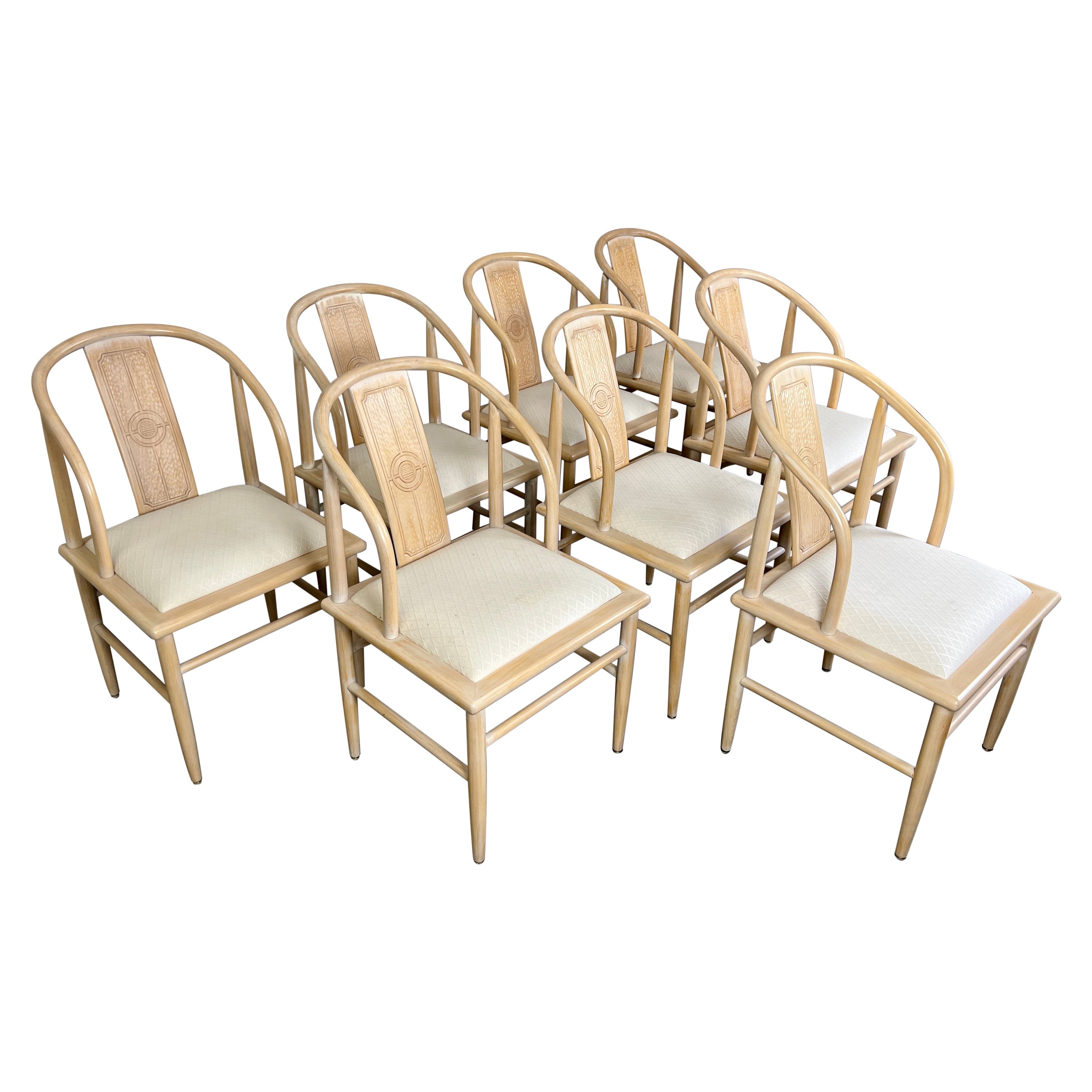 Eight Vintage Horseshoe Dining Chairs For Sale