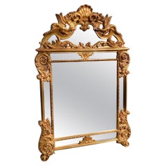 Vintage Italian Regency-Style Reproduction Gold Mirror with Dragon Accents