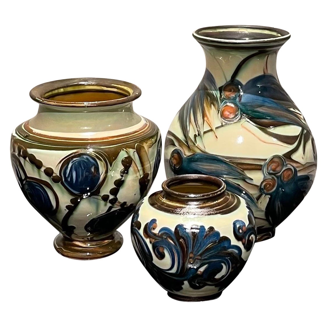 Danish Herman Kähler Ceramic Vase Collection from the 1920s in a Set of Three