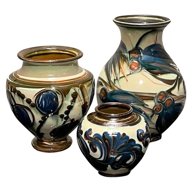 Danish Herman Kähler Ceramic Vase Collection from the 1920s in a Set of  Three For Sale at 1stDibs