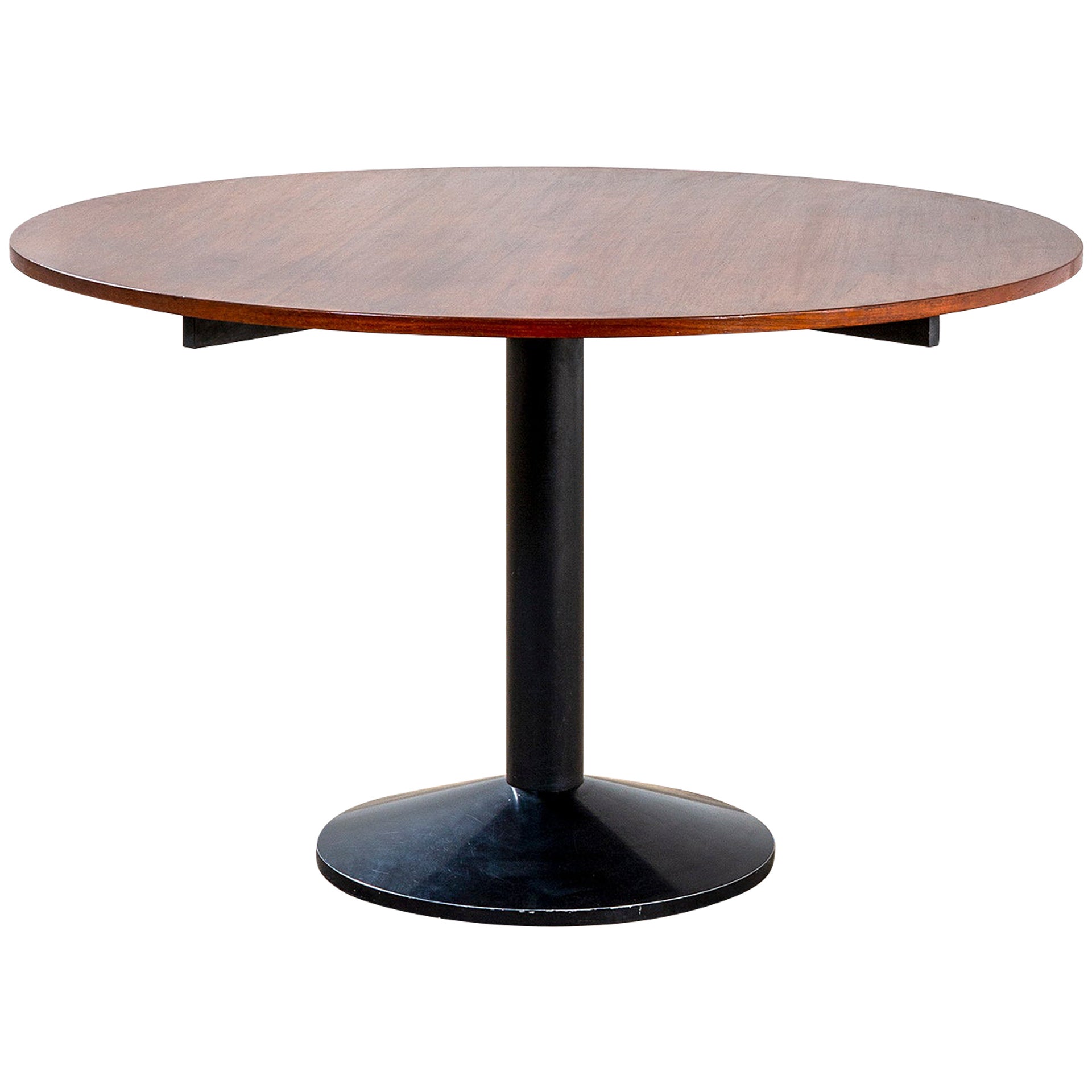 20th Century Franco Albini Round Table Model TL30 in Wood & Metal for Poggi '50s
