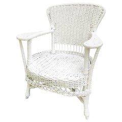 Vintage White Wicker Armchair