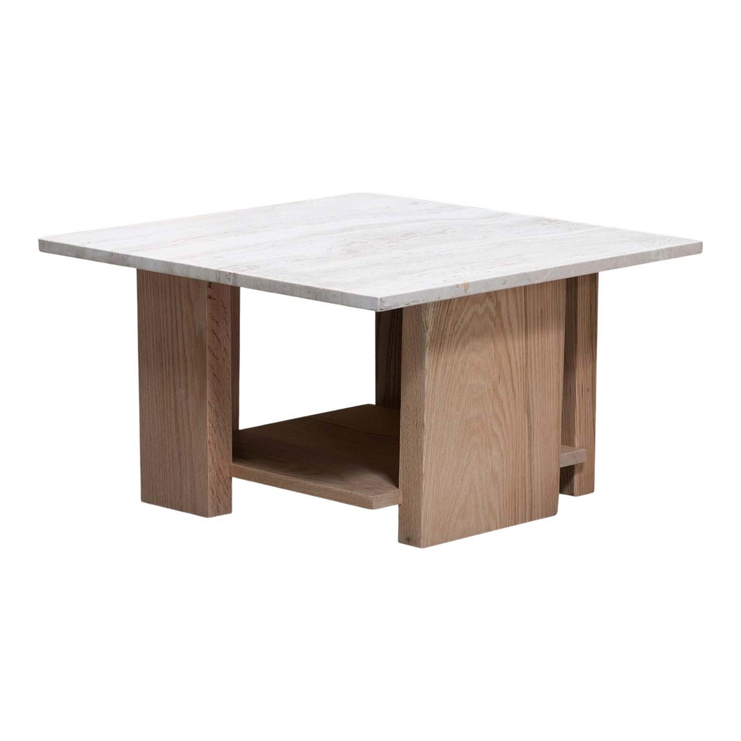 Robie Tavertine And Red Oak Side Table For Sale