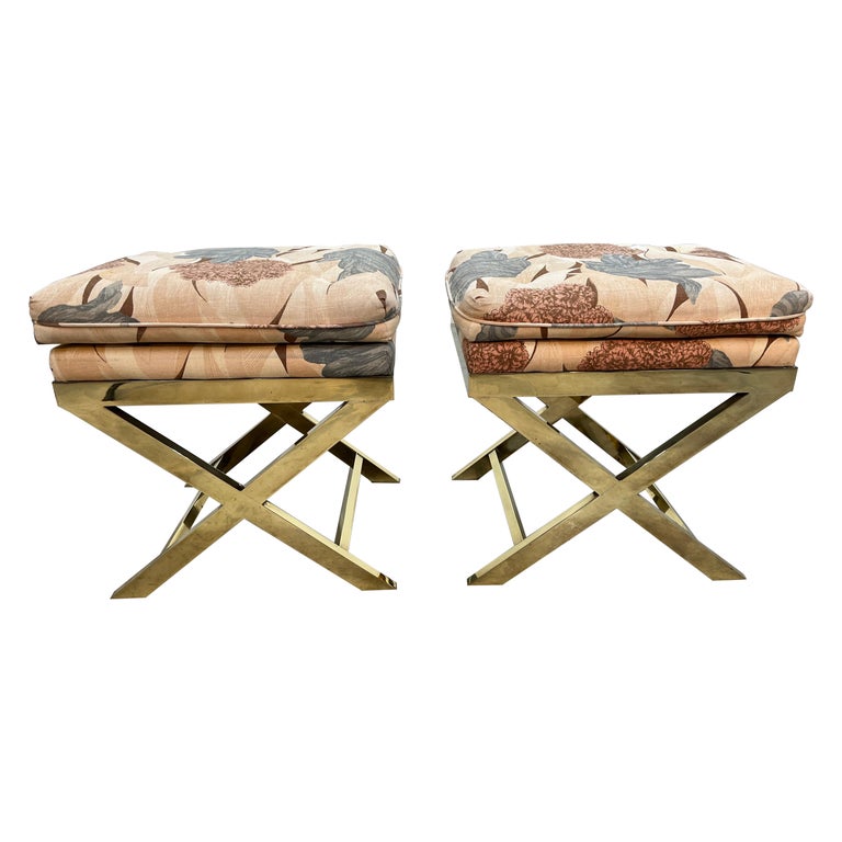 Italian Brass XBase Stools After Charles Hollis Jones For Sale at 1stDibs