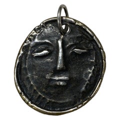 Pablo Picasso Signed Madoura Visage De Femme Sun Silver Pendant Medallion, 1949