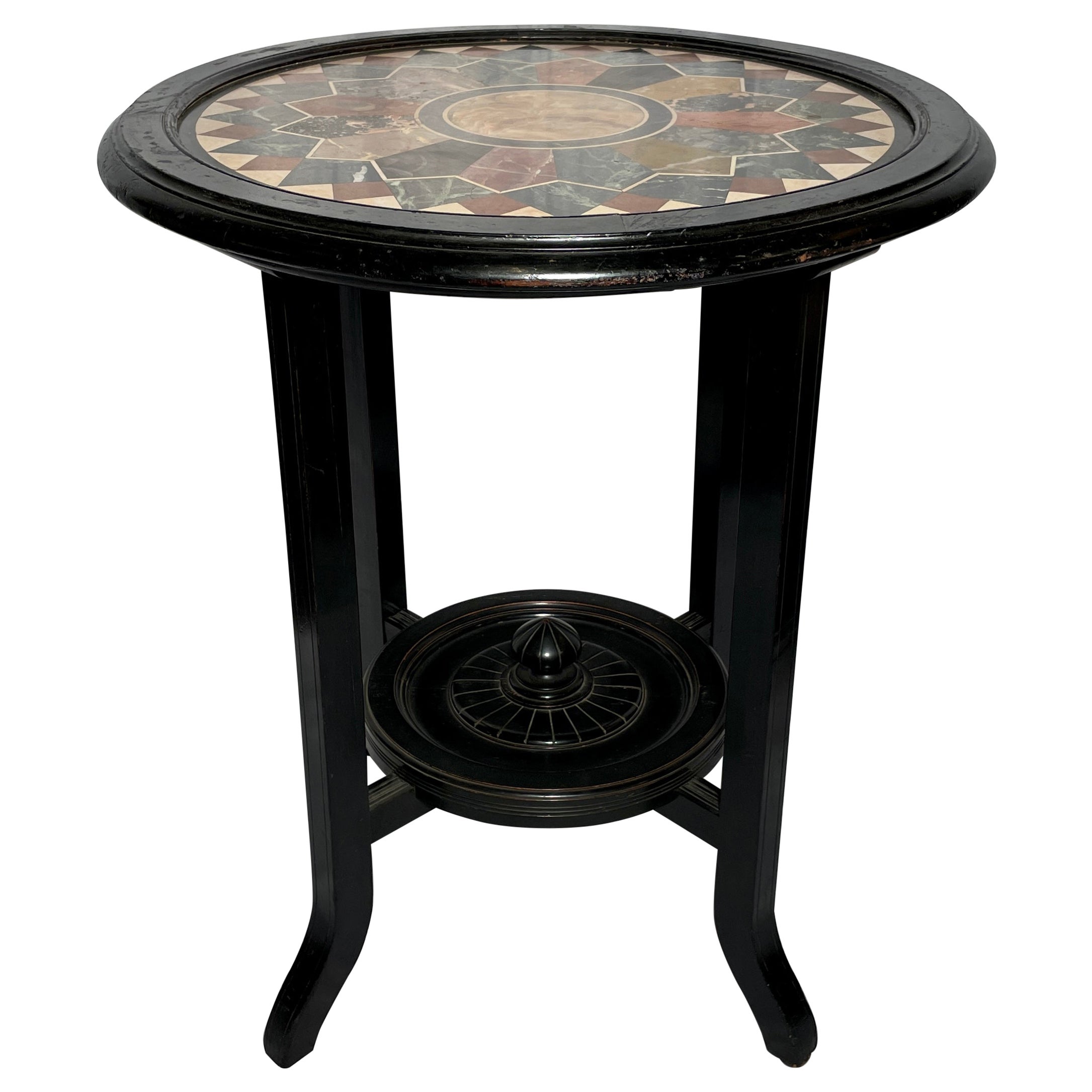 Antique English Victorian Marble Top Specimen Table, Circa 1880