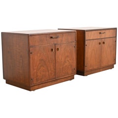 Jack Cartwright for Founders Mid-Century Modern Walnut Nightstands, Pair