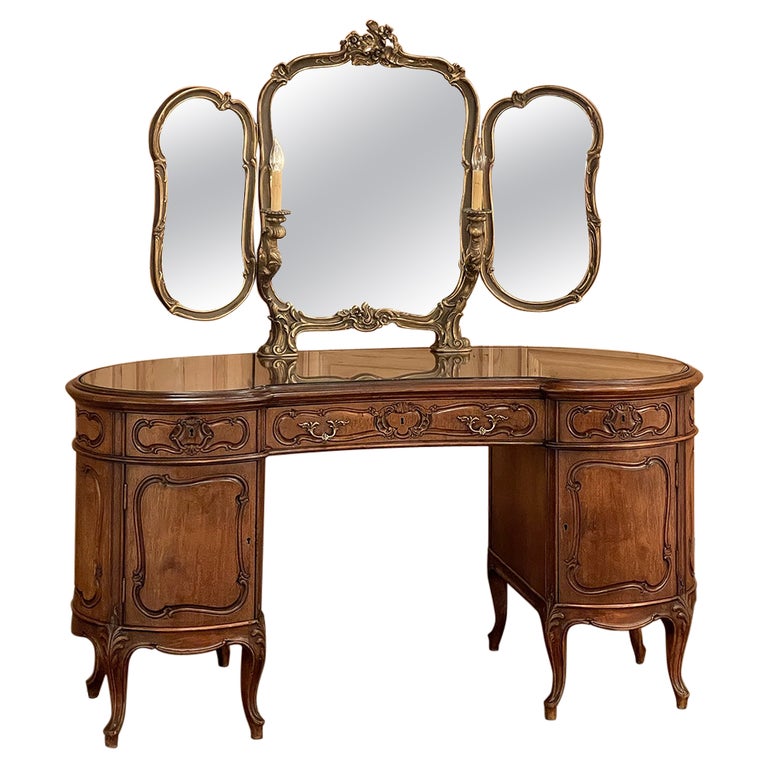 19th Century Italian Rococo Vanity with Tri-Panel Mirror For Sale at ...