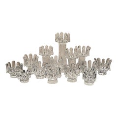 Retro Swedish Sunflower Crystal Candlesticks Collection by Göran Wärff for Kosta Boda