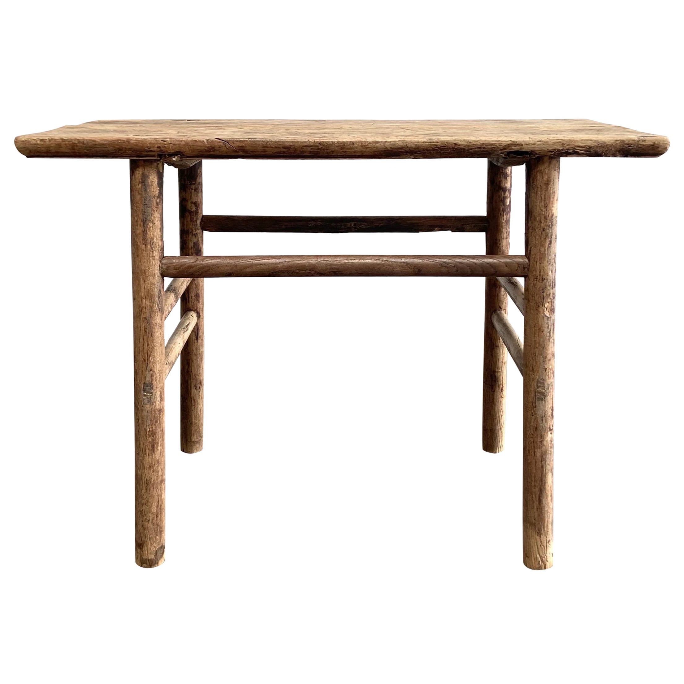 Vintage Elm Wood Console Table For Sale