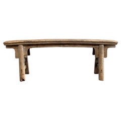 Used Elm Wood Skinny Bench with Apron