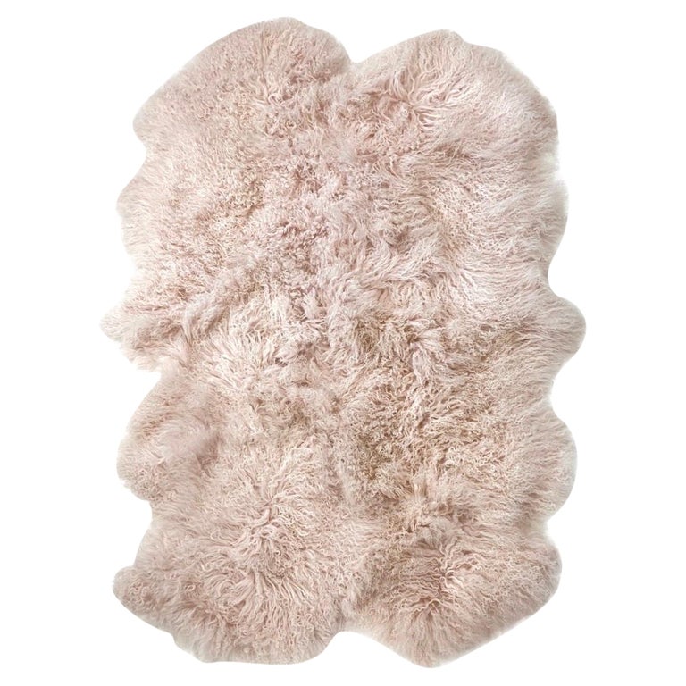 Mongolian Fur Rug or Throw, Blush Pink For Sale at 1stDibs