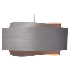 Mid-Century Modern Gray Wood Veneer 30" Chandelier Pendant