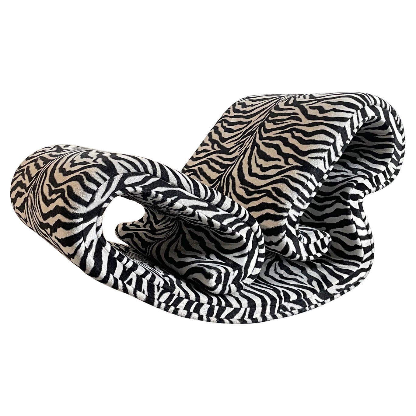 Vintage Sculptural Organic Shape Lounge Chair in Zebra Fabric, C1970s