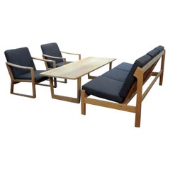 Rare Børge Mogensen Oak Sofa Set with 2 Easy Chairs, Coffee Table for Fredericia