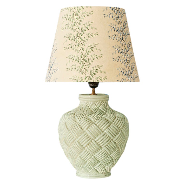 Vintage Ceramic Table Lamp with Customized Shade by the Apartment, France