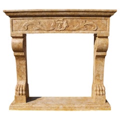 Italian Fireplace in Royal Yellow Marble Early 20th Century