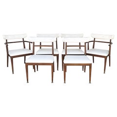 American Mid-Century Modernist Dining Chairs, Set of 6, 2 Arms, 4 Sides