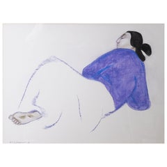 Signed Rudolph Carl Gorman, 'Portrait of a Reclining Navajo Woman', Pastel on Pa