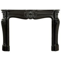 Black Marble Louis XV Fireplace Mantel, 19th Century