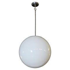 Opal Glass Globe Pendant Light Kurt Versen Style, Large