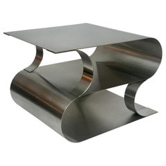 Table d'appoint en acier Maria Pergay, années 1970