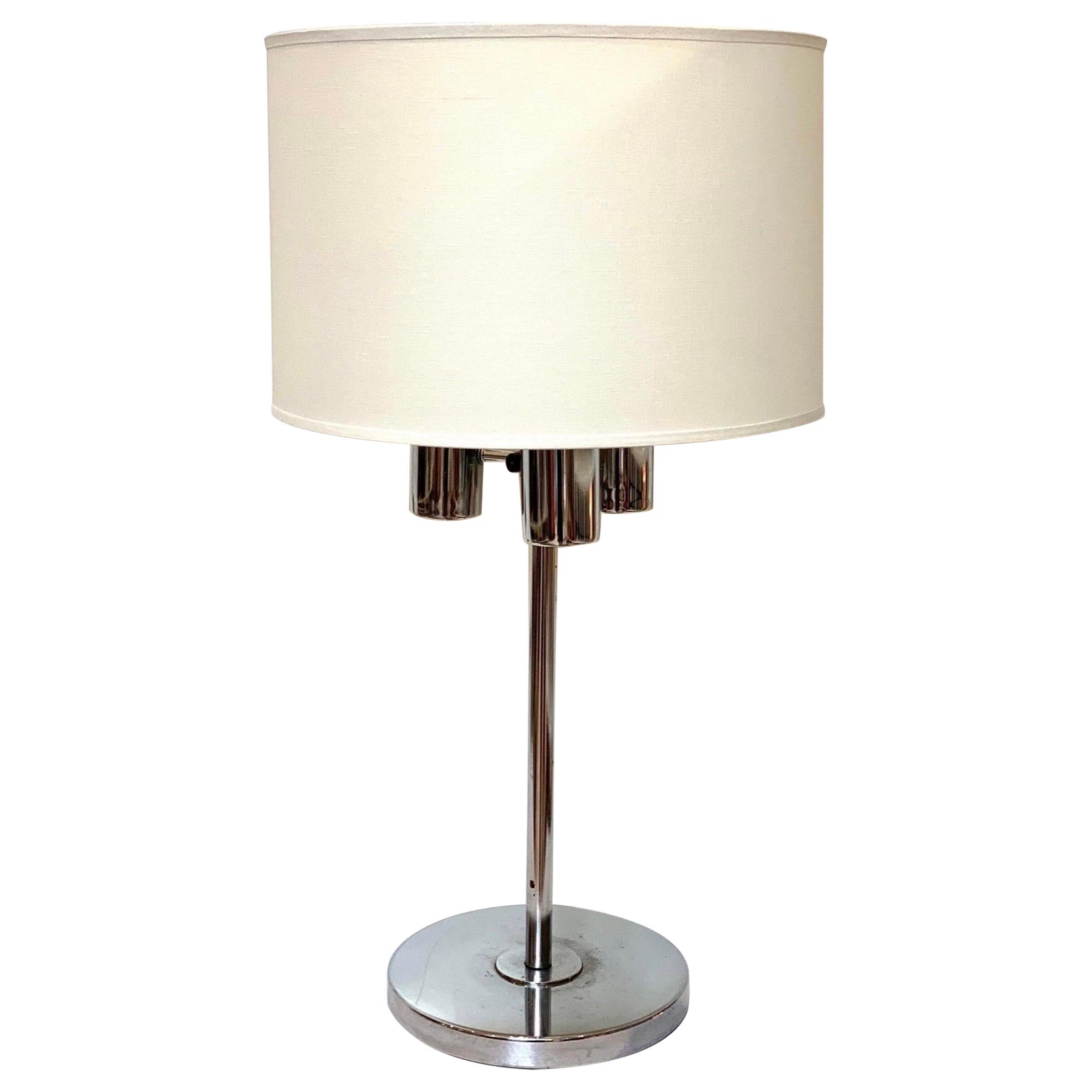 Mid-Century Robert Sonneman Three-Light Chrome Table Lamp For Sale