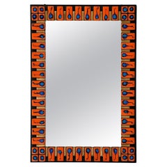 French Ceramic Tiled Mirror in the Style of François Lembo 
